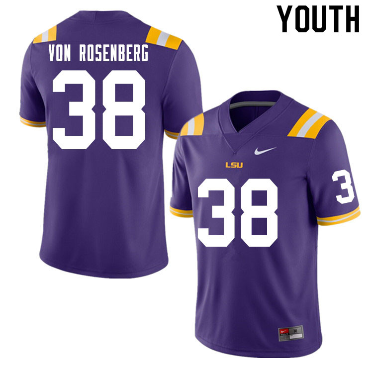 Youth #38 Zach Von Rosenberg LSU Tigers College Football Jerseys Sale-Purple - Click Image to Close
